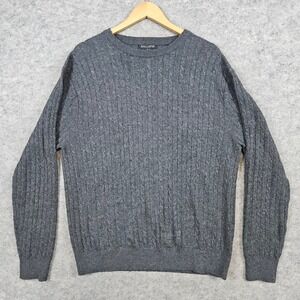 Kallspin Men's Dark Gray Cable Knit Pullover Size‎ L Sweater Wool Blend Warm
